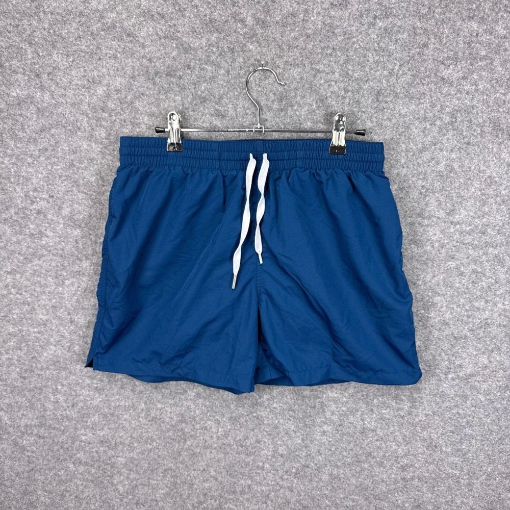 Chubbies Mens Medium Navy Blue Swim Trunks Chevron Back Pocket Mesh Lined Shorts